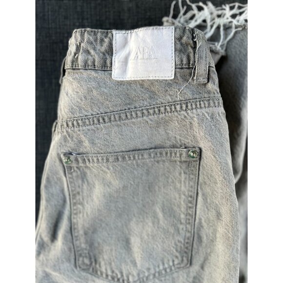 Zara Womens Size 4 Distressed Straight Leg Jeans Grey Denim RN#77302 100% Cotton - Picture 6 of 13